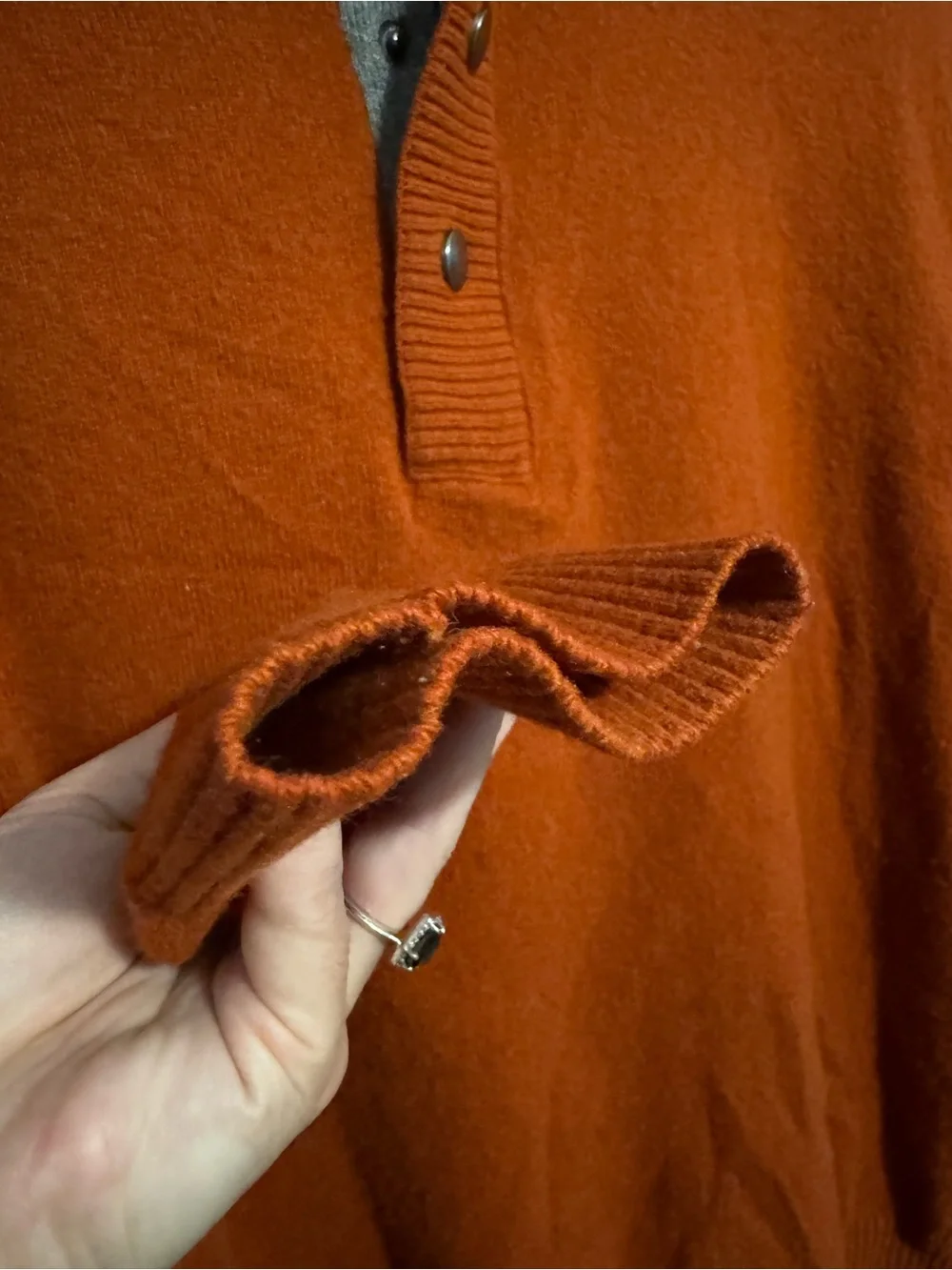 Banana Republic Men’s Burnt Orange Quarter-Button Italian Yarn Sweater